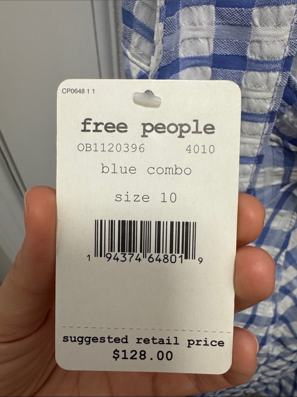 NWT Free People Blue and White Gingham Dress - Picture 2 of 4